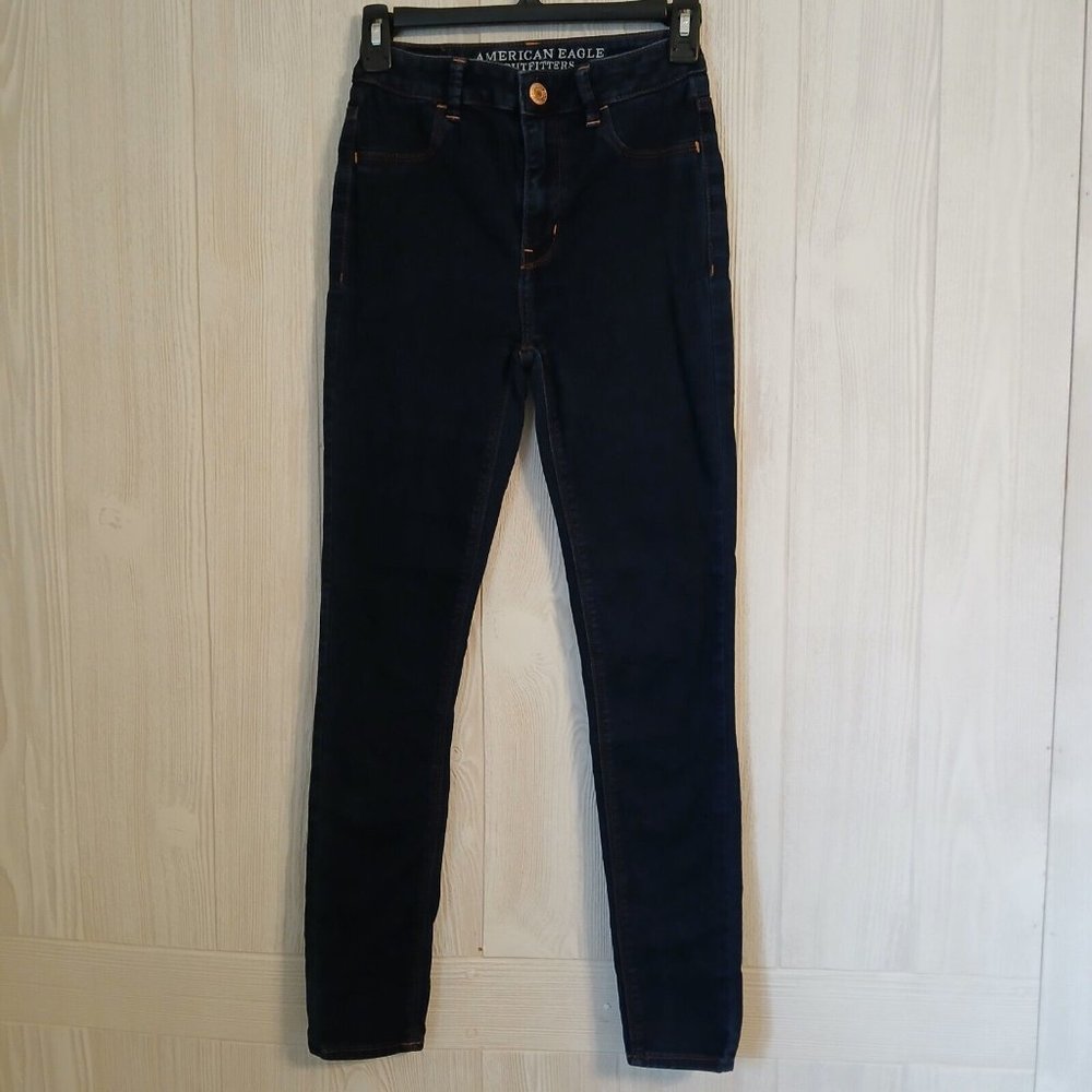 American Eagle Outfitters Women's Size 0 Sky High Jegging Dark Blue Jeans